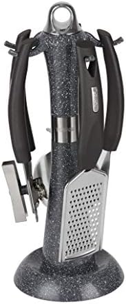 Tower Cerastone 4 Piece Gadget Set Stainless Steel and Marble Effect, Ergonomic Design, Graphite