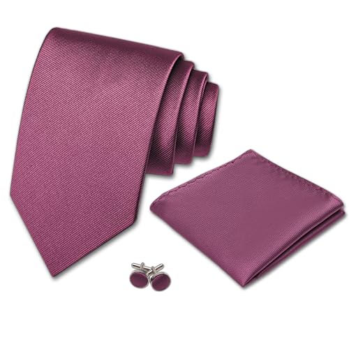 Image of Men's Tie Set with Pocket Square and Cufflinks | 100% microfiber; tie 59 x 3.15 in; square 10 x 10 in; gift box included