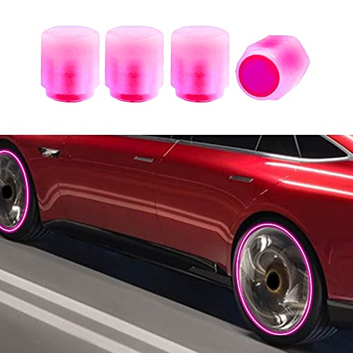 4PCS Tire Valve Stem Caps, Tire Valve Caps, Illuminated Corrosion Resistant Tire Pressure Caps, Car Exterior Accessories Glowing Tire Valve Stem Covers Universal for Car, Truck, SUV, Motorcycles, Bike