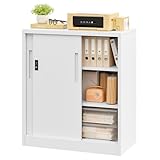 Sightlife Aktenschrank mit Schiebetüren Büroschrank Metall verstellbare Regale Sideboard...