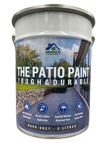 SIRAMICO COATINGS The Patio Paint | 5 Litre - Dark Grey | Superior Patio Paint with Professional Finish for Use on Patios, Walkways, Walls | Non-Toxic, UV Resistant with Easy Application