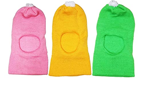 Image of Okara Kids Comfort Colourful Winter Woollen Monkey Cap Pack of 2 (Red,Pink, 1-2 Years)