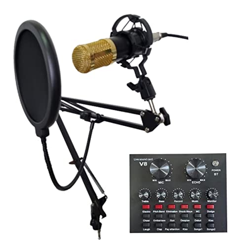 Kit Microfone Condensador BM800 C/ Mesa V8 e Adaptador de Áudio
