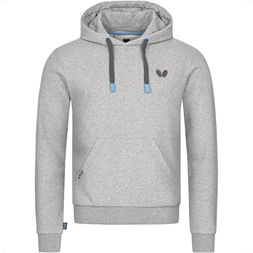 Butterfly Unisex Meranji Hoodie - Standard Athletic, Soft, Comfortable, Relaxed Fit, Table Tennis Pullover with Hood, Light Grey, Medium