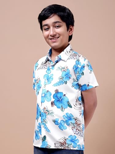 Image of Boys Printed Casual Shirt Short Sleeve Button Down Beach Shirt for Kids
