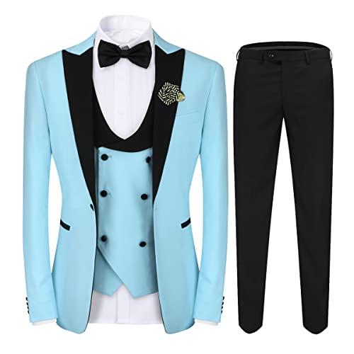 Cloudstyle Mens 3 Piece Suit Prom Colour Fashion Blazer Single Breasted Vest Jacket Pants