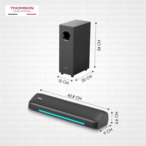 Image of Thomson 60 Watt Soundbar with Subwoofer IAlphaBeat60 RGB Light | Remote Control EQ Modes I Powerful Performance