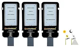 DHVANTH Led Street Light 50 Watt - Auto On-Off, Day Night Sensor Function and IP65 Waterproof Metal Body for Outdoor Use?Pack-3 (50 Watt, 3)
