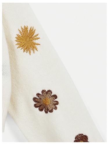 Women's Floral Boho Cardigan Sweater Cottagecore Cropped Cardigan Western Embroidery Button Down Sweates Knit Top4