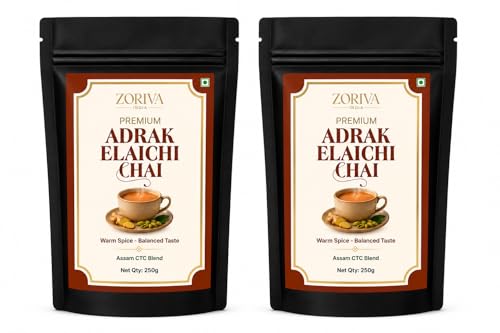 Image of ZORIVA अदरक इलायची चाय 1 KG (500g x 2) | Premium Assam CTC Kadak Tea