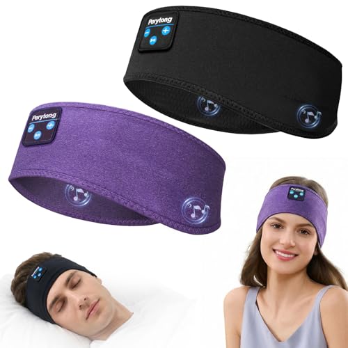 Image of Perytong 2 Pack Sleep Headphones Headband for Side Sleepers, Bluetooth Sleeping Headphones with Ultra-Thin Speakers, Wireless Sport Headband for Workout Running, Noise Reducing Sleep Headphones