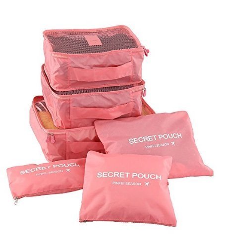 Big Saving6 In 1 Travel Laundry Pouch/Waterproof Cubes Travel Packing Cloth Storage Pouch Zipper Bags Cosmetics Makeup Bags Organizertravel Organizer Packing Cubes(6 Set-Multi Color)-Nylon,Multicolor