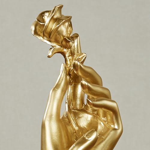 Escultura Moderna de Pareja con Rosa Dorada para Decoración miniatura 4