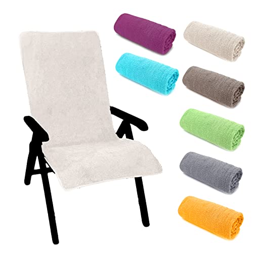heimtexland ® Cojín para silla con respaldo alto para silla de jardín, piscina, sauna, gimnasio, higiénico, toalla de rizo, 60 x 130 cm, tipo 772, color crema
