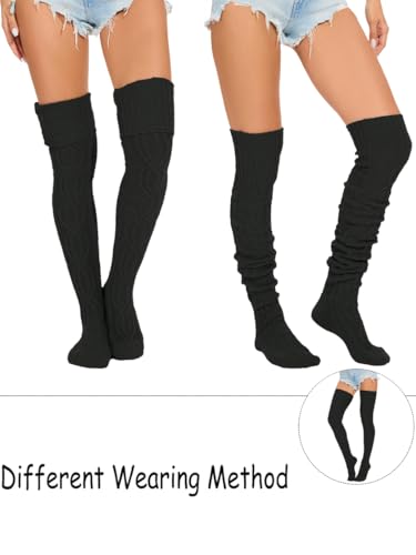 Image of Women's Thigh High Knitted Winter Boot Socks Vintage Extra Long Leg Warmer Over Knee High Stockings