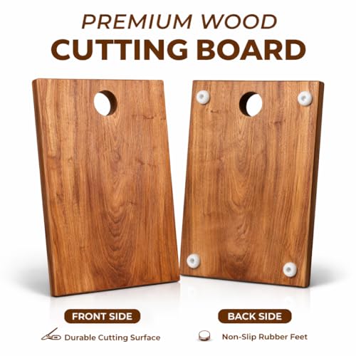 Image of Pure Neem Wood Chopping Board | Natural Anti-Bacterial Wooden Cutting Board for Kitchen | Knife Friendly, Durable & Eco-Friendly Board for Vegetables, Fruits,Meat & Cheese (100% Genuine Neem Wood)