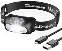 CIRYCASE Stirnlampe, Ultraleichte Kopflampe Stirnlampe LED Wiederaufladbar mit Rotlicht & 5 Lichtmodi, IPX4 Wasserdicht Einstellbare Headlamp Freihändige Taschenlampen für Joggen, Campen, Radfahren