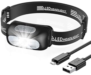 CIRYCASE Lampe Frontale, Torche Frontale LED Ultra Puissante avec 5 Modes d'Éclairage & Lumière Rouge, Étanche IPX4, Portable Lampe Poche Main Libre Rechargeable pour Pêche/Camping/Cyclisme/Randonnée