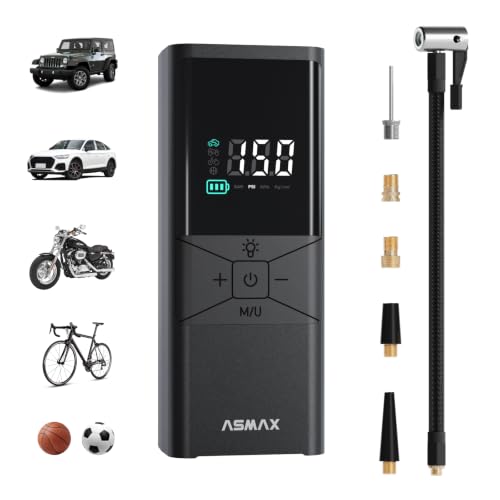 Image of ASMAX T40 Tire Inflator Portable Air Compressor, 150PSI Cordless Air Pump for Car Tires with Floating Digital Display, Smart Auto Shut-Off, Fast Inflation for Motorcycles, Bicycles, Sports Balls