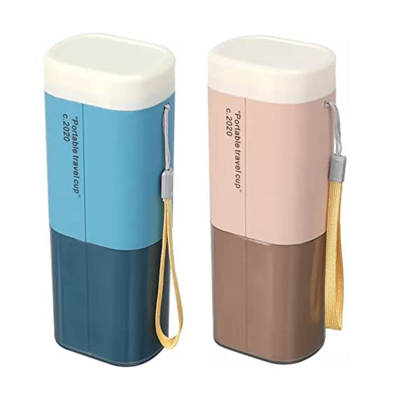 Image of Wafeeq Plastic Portable Travel Toothbrush Case Holder Bathroom Organizer Container Toothpaste Storage Box For Camping Business School Trip Bathroom (Multicolor) (Pack Of 2)