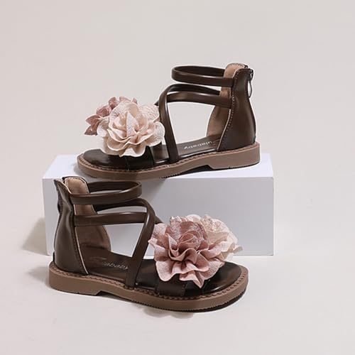 Girls Gladiator Sandals Flower Soft Princess Flat Shoes Cute Open Toe Breathable Summer Dress Sliders For Toddler Little Big Kids3