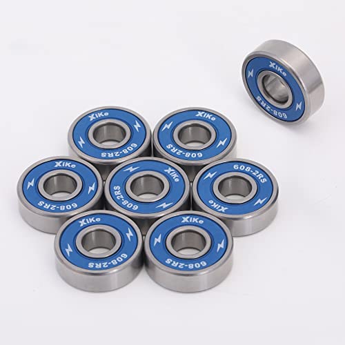 Xike 8 Pcs 608-2Rs Skateboard Bearings 8X22X7Mm High Speed Smooth And Durable, Replace For Longboards, Inline Skates, Rollerblades Etc - Blue. #TOP3