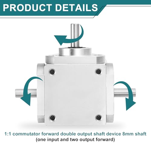 Image of uxcell Gear Box 90 Degree Right Angle Bevel Gearbox 1:1 Forward Double Output Shaft 1 Module 20 Teeth Bevel Gear Aluminum Frame Simple Mechanical DIY Module 6mm Shaft,80x66x30mm(LxWxH)