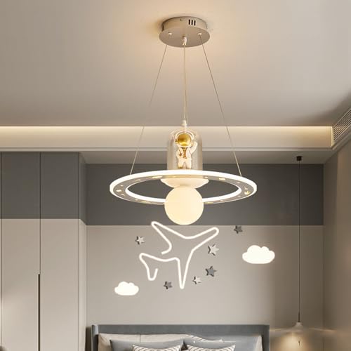 Plafonnier LED enfant astronaute design lune blanche 3000K-6000K