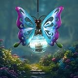 Butterfly Solar Outdoor Hanging Lantern Creative Small Sculpture Lights Durable Waterproof Lamp Suitable for Festivals Garden Decor Birthday Gifts for Grandma Mom Women Girl