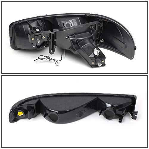 Image of DNA MOTORING Black smoked amber HL-LB-SIERRA99-BK-SM-AM 4PCs LED DRL Strip Headlight+Bumper Lamp Compatible with 99-07 GMC Sierra /Yukon