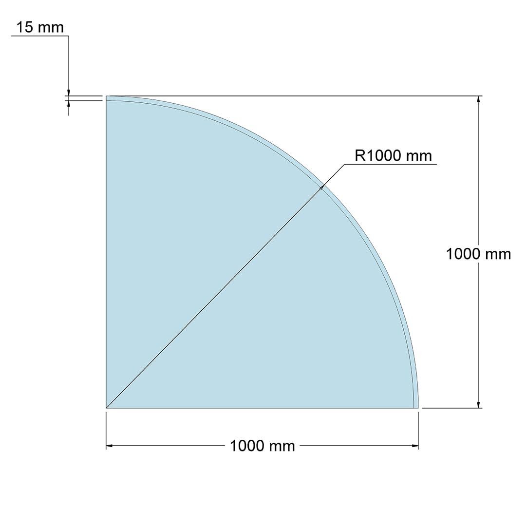Feuercampus Funkenschutzplatte Glas Viertelkreis 100×100×0,6 cm ESG Kamin Bodenplatte hitzebeständig Schutzplatte Feuerstelle Ofenunterlage Sicherheitsglas Funkenschutz Kamin Glasplatte