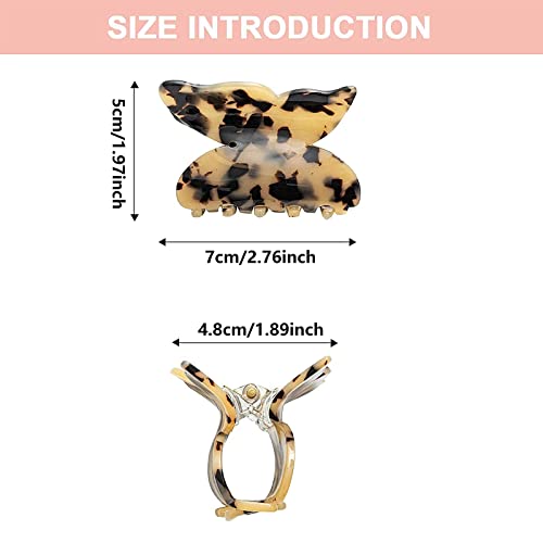 3Pcs Acrylic Hair Claw Butterfly Tortoise Shell Hair Clip Celluloid French Design Leopard Print Hair Clips For Women (Large B) #TOP1