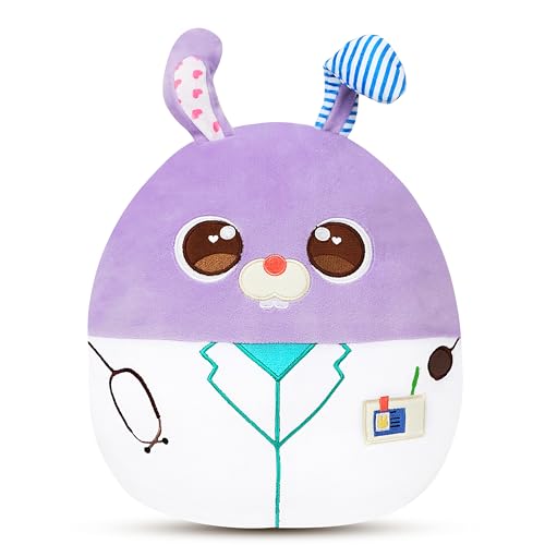 Easfan 12'' Doctor Rabbit Plush Pillow Soft Plush Toy Kawaii Stuffed Animal Get Well Soon Gift Nurse Week Graduation Gifts
