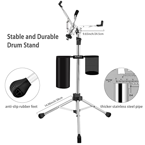Rowell Snare Drum Stand Lightweight Double Braced For 10-14 Inch Snare Drum Practice Pad, Adjustable Height 29.5-51 Inch With Portable Drum Sticks Bag And Storage Bag(Standing Use) #TOP2