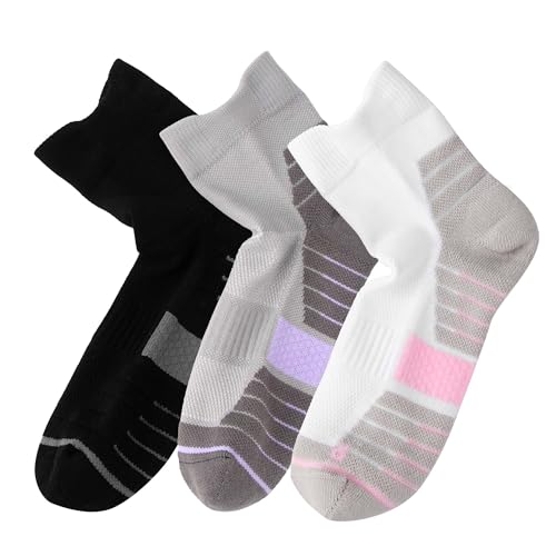 Gonii Ankle Socks Womens Hiking Running Cushioned Quarter Athletic Socks 3 Pairs