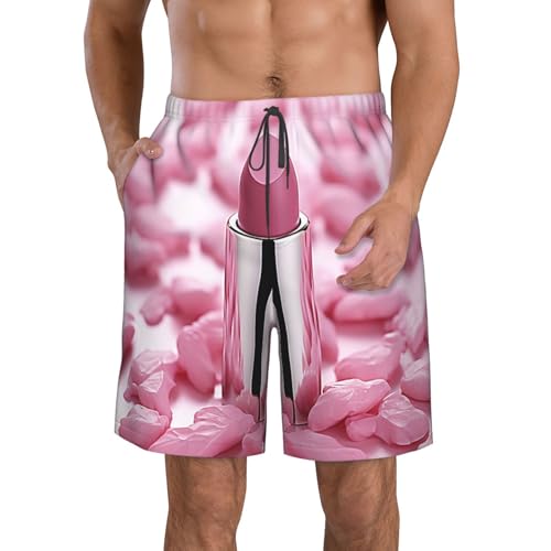 Men's Swim Trunks Lipstick Pattern Quick Dry Board Shorts Mens Bathing Suit Beach Swimwear with Pockets