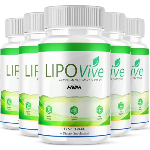 (5 Pack) Lipovive Advanced Formula Lipovive Capsules, Lipovive Maximum Strength Overall Health & Wellness Support Supplement Supplement, Lipovive Health Management Support Reviews (300 Capsules)