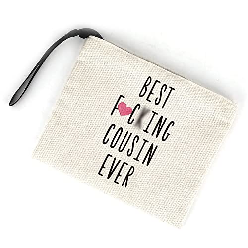 Jztco Cousin Gifts for Women, Funny Unique Inspirational Gifts for Cousin Christmas Wedding Day Graduation Thanksgiving for Cousin Women Female Girl Sister Makeup Bag?Best F Cousin Ever