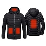 Sidiou Group USB Jacke Elektrische Beheizte Jacken Herren Beheizte Jacke Beheizte Kleidung Winter Wärme Leichte Heizung Kleidung Hoodie Daunenjacken Mantel (Stil 1-schwarz, M)