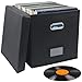 Easyhomie Caja de almacenamiento de discos de vinilo para discos de 7 y 12 pulgadas, gran capacidad para hasta 90 discos, plegable y portátil (negro)