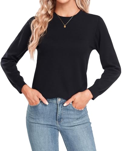 Image of MINTLIMIT Women Lightweight Sweater Crew Neck Soft Knit Casual Basic Long Sleeve Pullover Fall Sweater Blouse Top