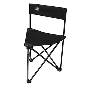 Folding Camping Tripod Stool w/Backrest,Carry Bag,Lightweight Portable Outdoor Lawn Chairs Compact for Adults Fishing,Hunting,Travel,Black