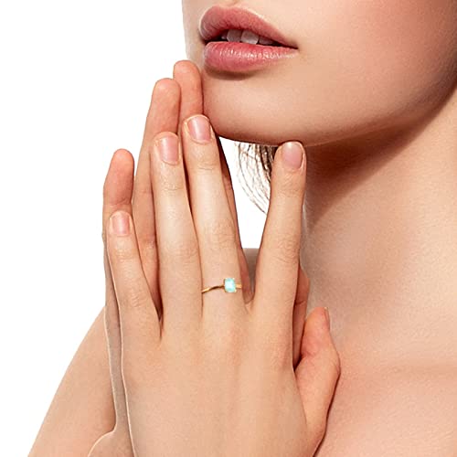 Bague Solitaire Réglable KnSam en Argent 925 avec Pierre Rectangle Vert Menthe
