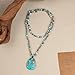 Long Necklaces for Women Boho, Oval Waterdrop Turquoise Pendant, Natural Stone Beaded, Handmade,Vintage & Elegance, Boho Fashion Charm Beaded Necklace for Women