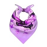 CNTDBU Bandana de satén sedoso de mariposa morada de 22 x 22 pulgadas, bufanda cuadrada multifuncional para mujeres y hombres, bufanda suave para el cuello para regalo de viaje