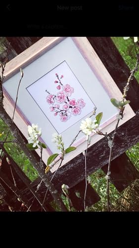 Image of RIOLIS - The Branch of Sakura 1818, Floral Cross Stitch Kits 5 inch x6, Cross Stitch Kits for Beginners & Advanced, Crossstitching Kits Adult, Counted Stitching Kits, Flowers Embroidery Kit