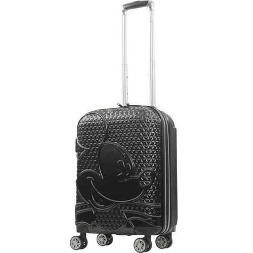 FUL Disney Mickey Mouse 22 Inch Carry On Luggage Hardshell Rolling Suitcase with Spinner Wheels Black