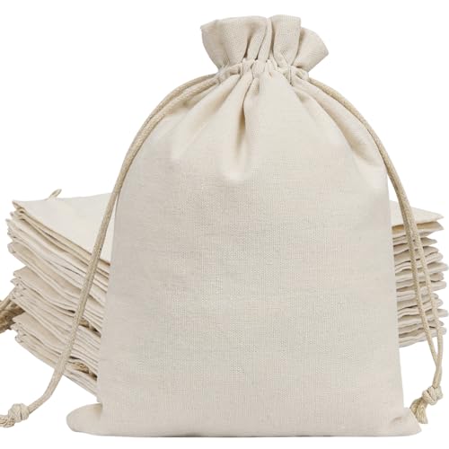 HRX 20pcs Cotton Canvas Drawstring Gift Bags