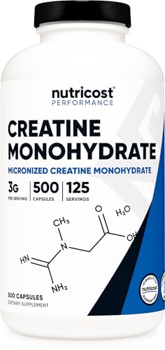 Nutricost Micronized Creatine Monohydrate 3,000mg 500 Capsules, 1...