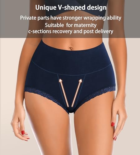 Image of Women's Cotton Underwear,Ladies Soft Stretch Tummy Control Comfy No Muffin Panties Boyshorts
